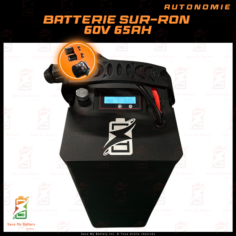 Batterie sur-ron 65AH vu de haut