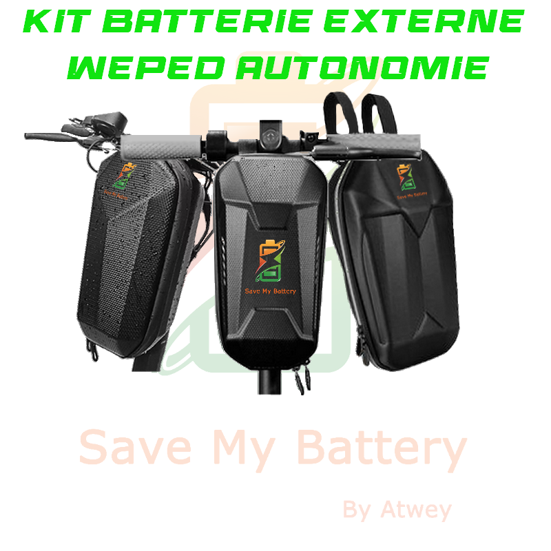 Pack batterie externe avec sacoche pour trottinette électrique.